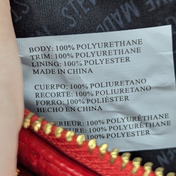 Steve Madden Red Faux Leather Gold Tone Accents 2 Zip Wristlet Wallet 8" x 5" - Picture 9 of 13